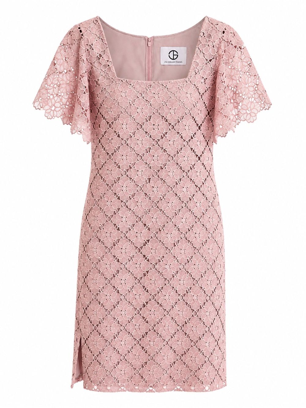 JS Collections Pale Mauve Floral Embroidered Lace Cocktail Dress Size 14 NWT